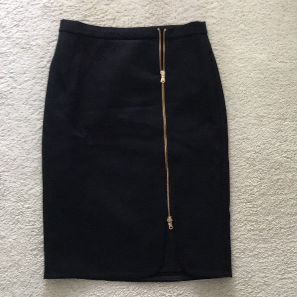 J. Crew Black Wool Double Zip Pencil Skirt 4